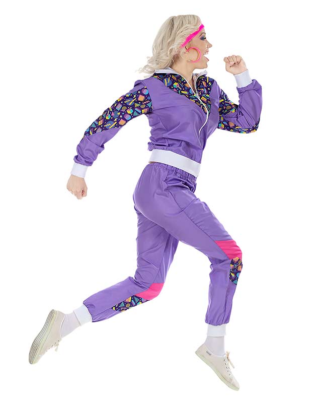 80s Purple Shell Suit | Retro Neon Shell Suit Costume — Adult 80s Fancy Dress