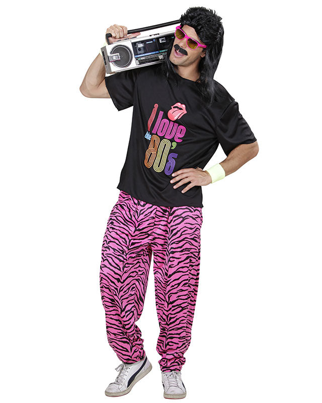 80s Pink Zebra Pants – Unisex Baggy Hammer Trousers | 80s Hip Hop Fancy Dress