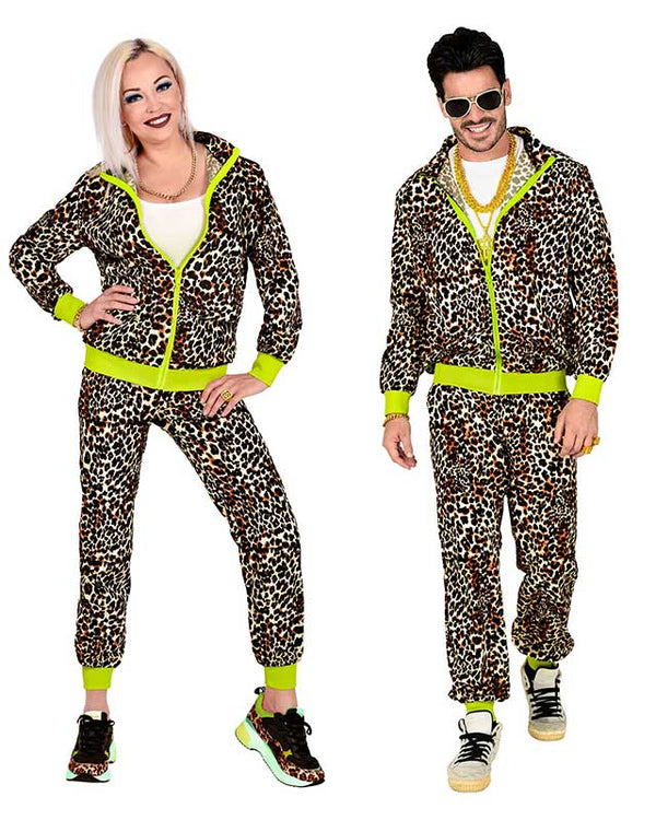 80s Leopard Print Shell Suit | Retro Scouse Shell Suit Costume — Adult Fancy Dress