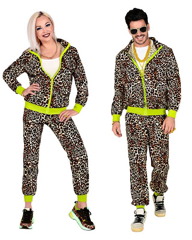 80s Leopard Print Shell Suit | Retro Scouse Shell Suit Costume — Adult Fancy Dress