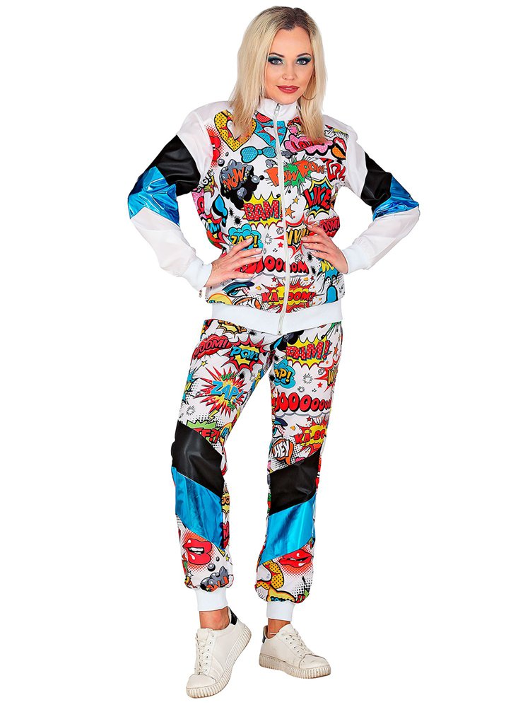 Pop Art Shell Suit Costume – 80s / 90s Retro Tracksuit Fancy Dress