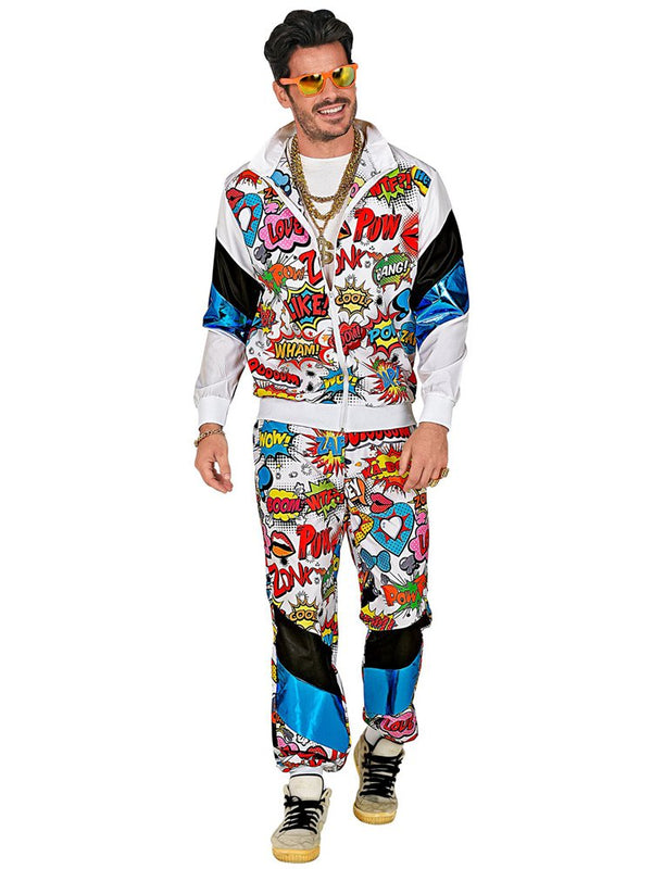Pop Art Shell Suit Costume – 80s / 90s Retro Tracksuit Fancy Dress