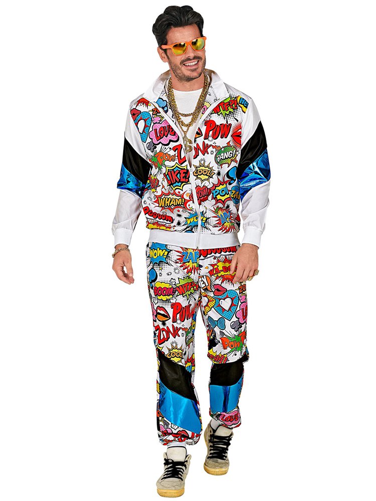 Pop Art Shell Suit Costume – 80s / 90s Retro Tracksuit Fancy Dress